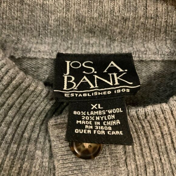 Jos. A. Bank Men’s Grey Argyle Lambs’ Wool Blend Mock Neck Sweater XL - Picture 3 of 9